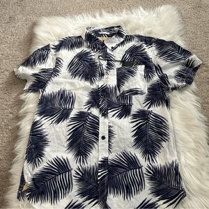 NWT Nifty Genius Men's Navy Palm Leaf Print Shirt Sz M Msrp $99